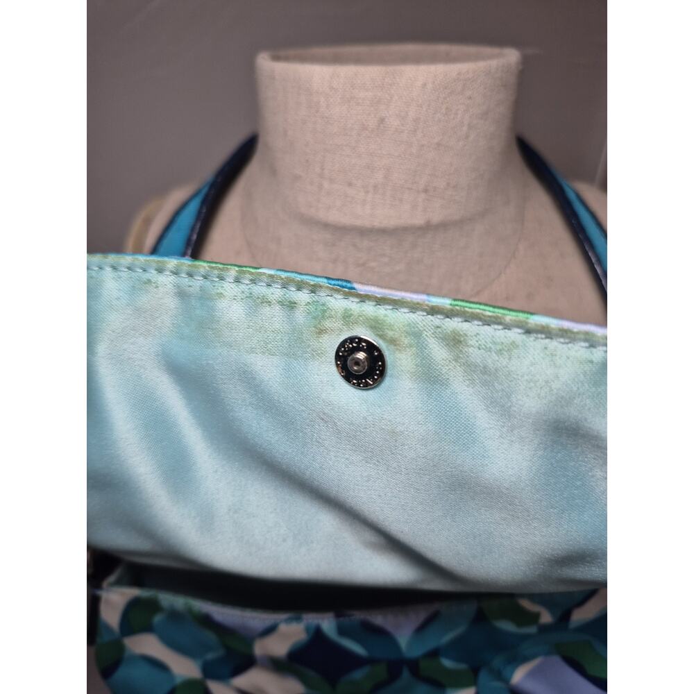 💥 Vintage COACH Poppy Kaleidoscope Small Shoulder Bag Teal Blue Geometric Y2K - Picture 10 of 15